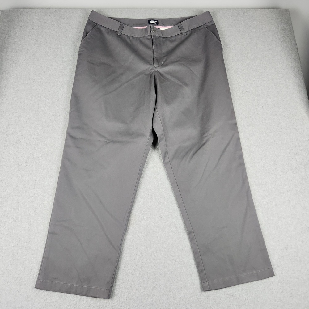 Lands' End Chino Pants Women 18W Gray Mid Rise Stretch Classic Work Straight Leg